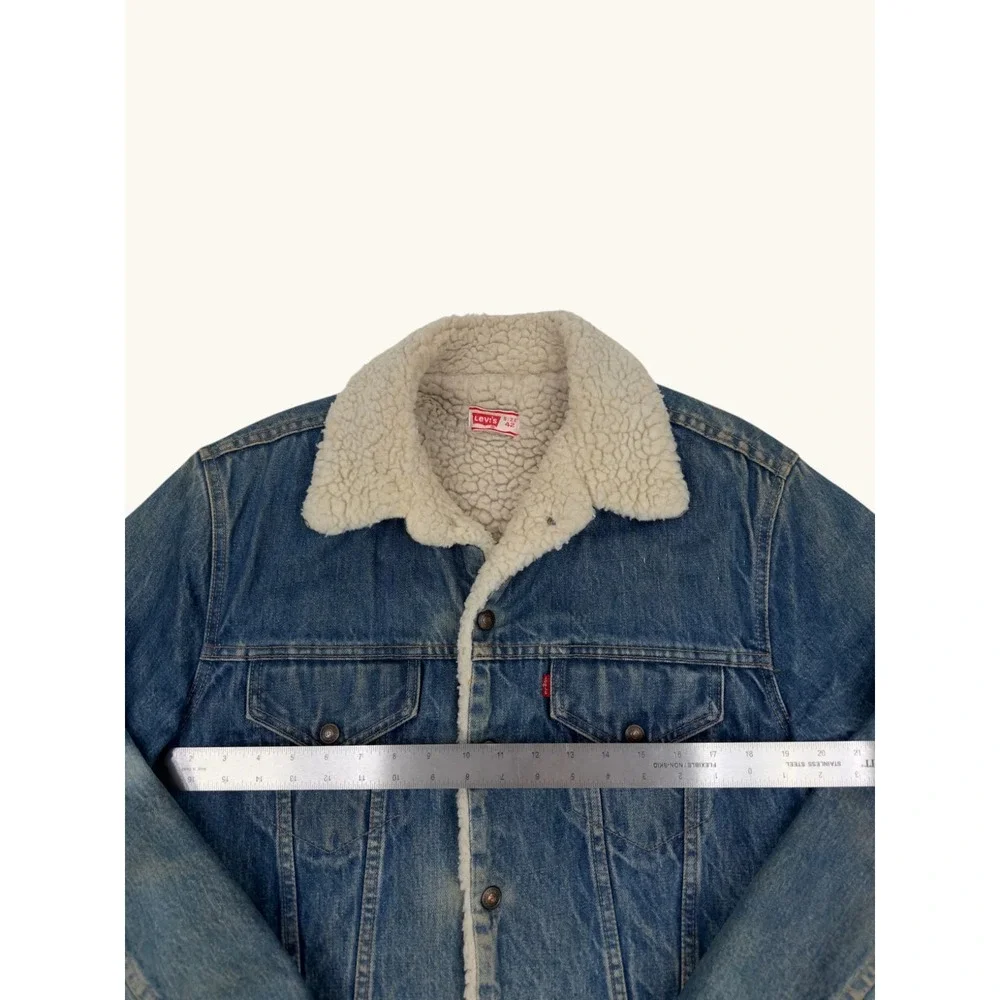 Vintage Levis Sherpa Lined Denim Trucker Jacket Mens 42 Blue Jean Coat 70608